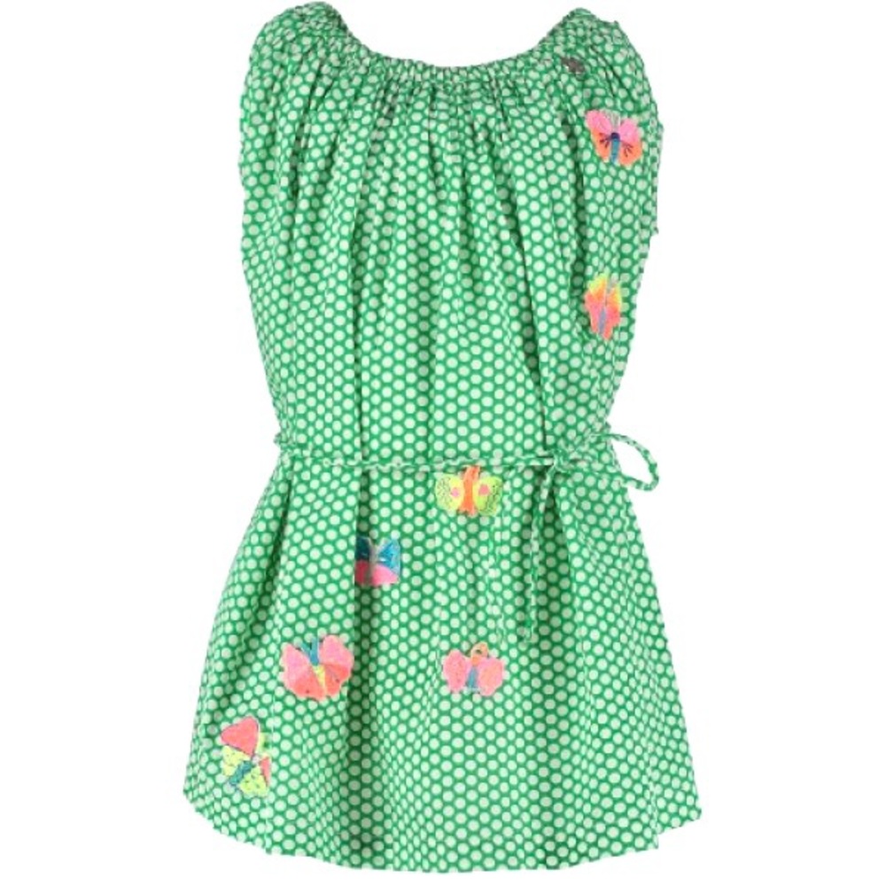 Mim-Pi Butterfly Green Dress Sz 122 (7Y)  EUC